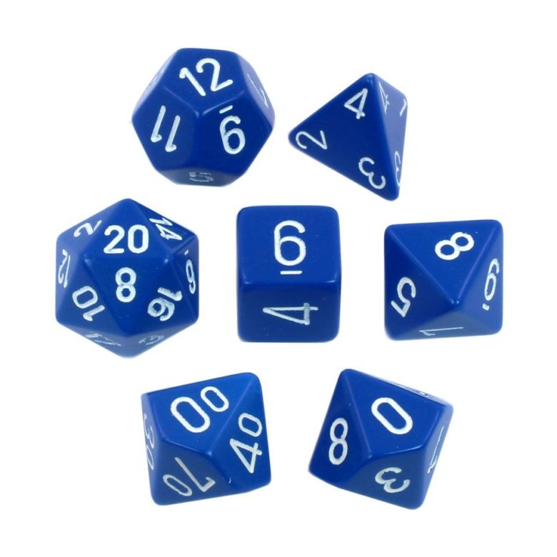 Dés en boite Opaque Blue w/white