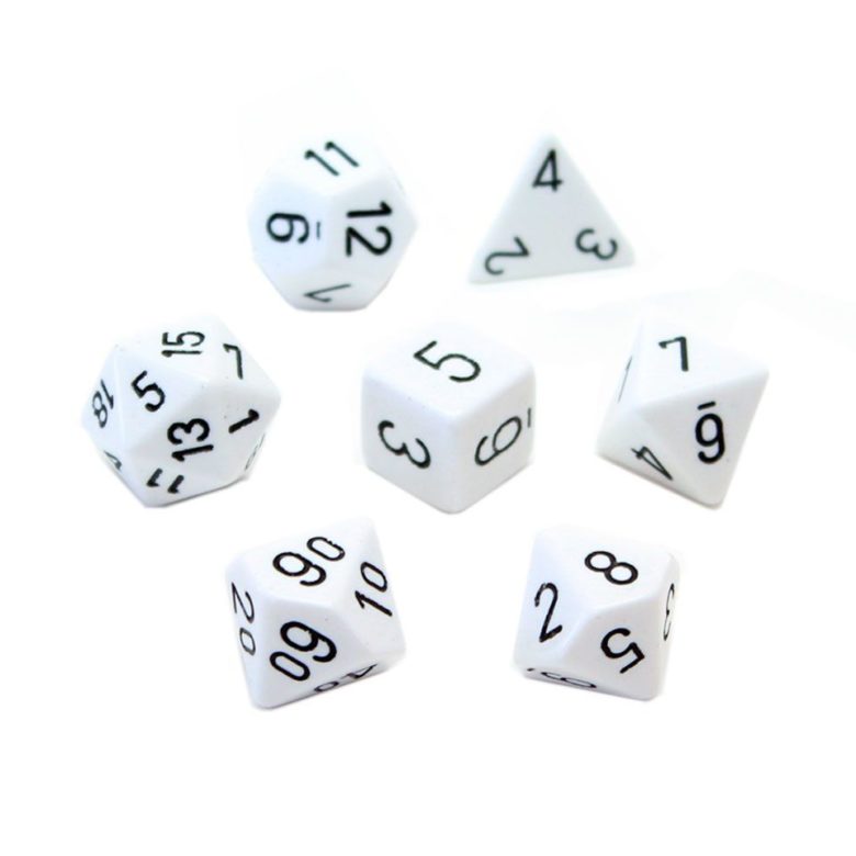 Dés en boite Opaque White w/black