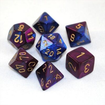 Dés en boite Gemini Blue-Purple w/gold