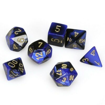 Dés en boite Gemini Black-Blue w/gold