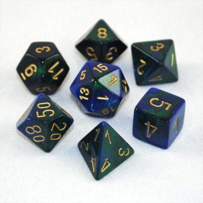 Dés en boite Gemini Blue-Green w/gold
