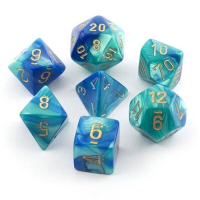 Dés en boite Gemini Blue-Teal w/gold