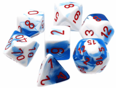 Dés en boite Gemini Astral Blue-White w/red