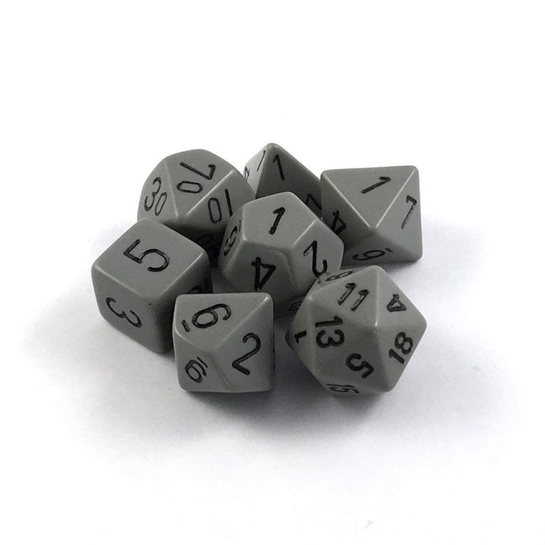 Dés en boite Opaque Dark Grey w/black