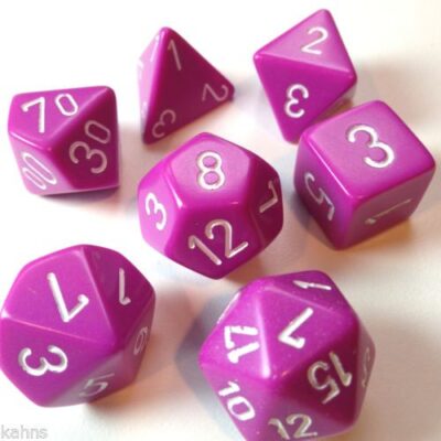 Dés en boite Opaque Light Purple w/white
