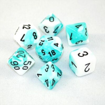 Dés en boite Gemini White-Teal w/black