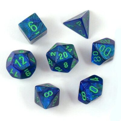 Dés en boite Lustrous Dark Blue w/green