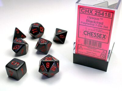Dés en boite Opaque Black w/red