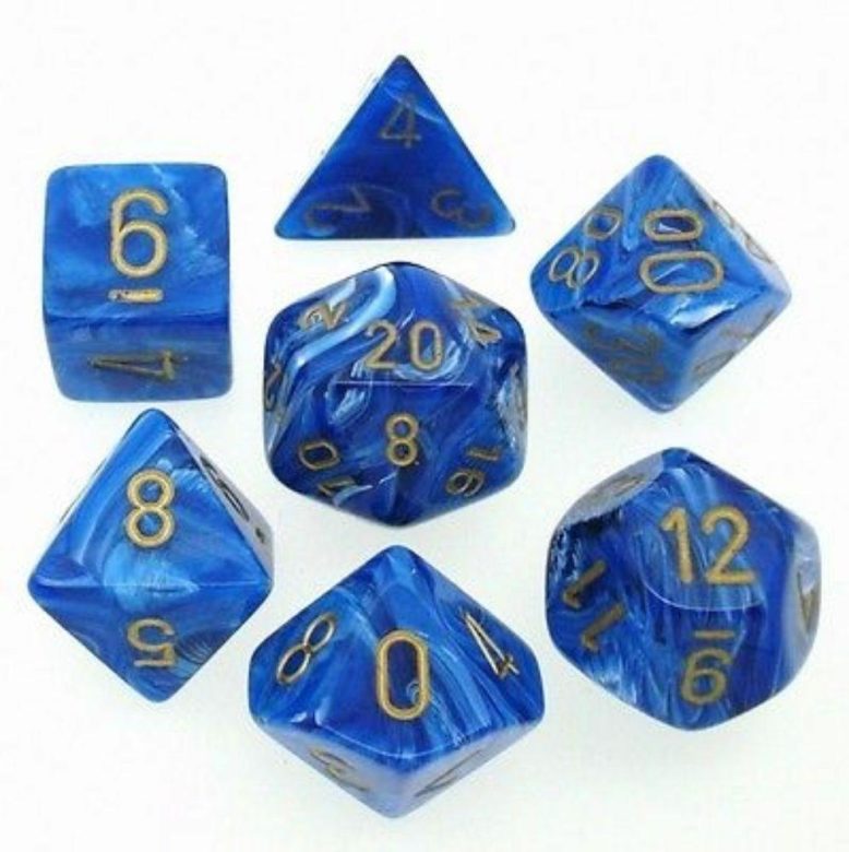 Dés en boite Vortex Blue w/gold