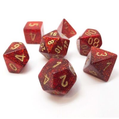 Dés en boite Glitter Ruby Red w/gold