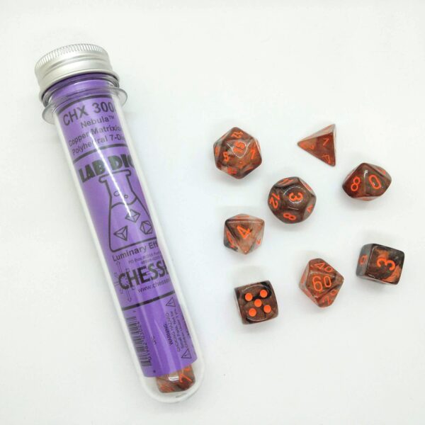 Dés en boite Lab Nebula Copper Matrix w/orange