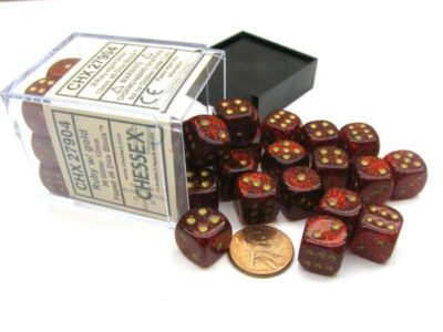 Boite de 36d6 Glitter Ruby w/gold