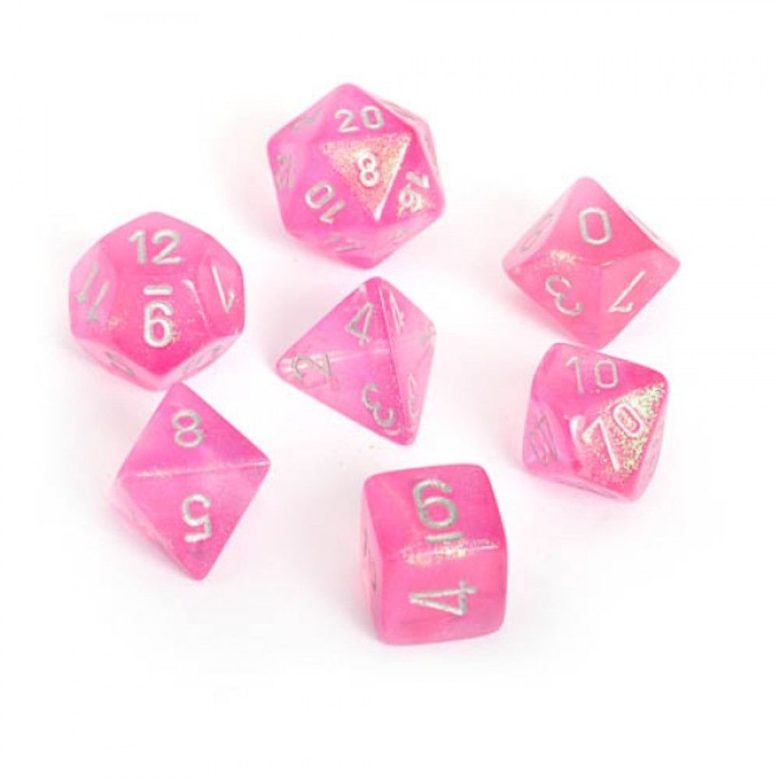 Dés en boite Borealis Pink w/silver
