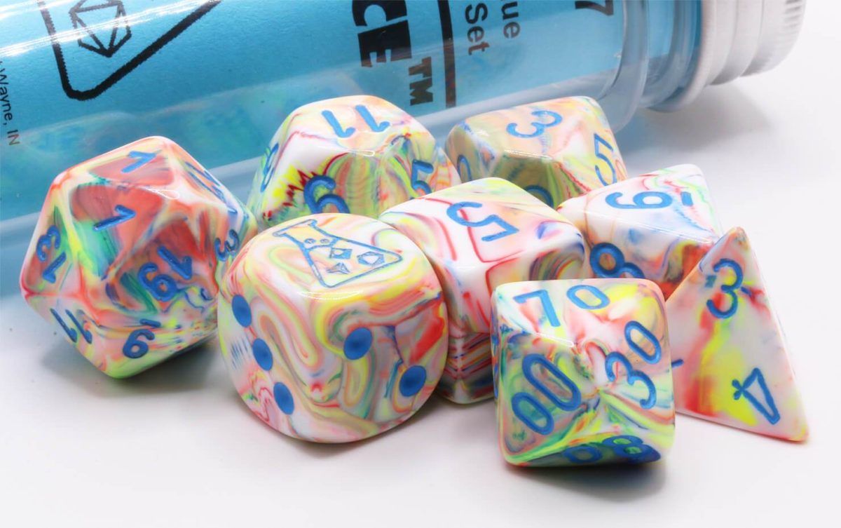 Dés en boite Festive Kaleidoscope w/blue
