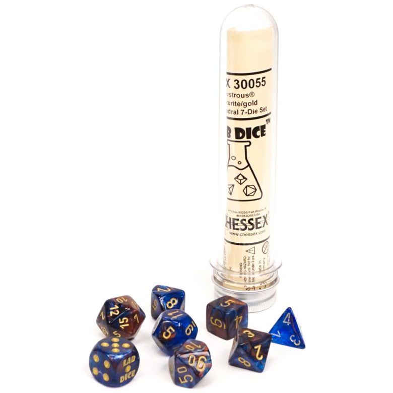 Dés en boite Lustrous Azurite w/gold